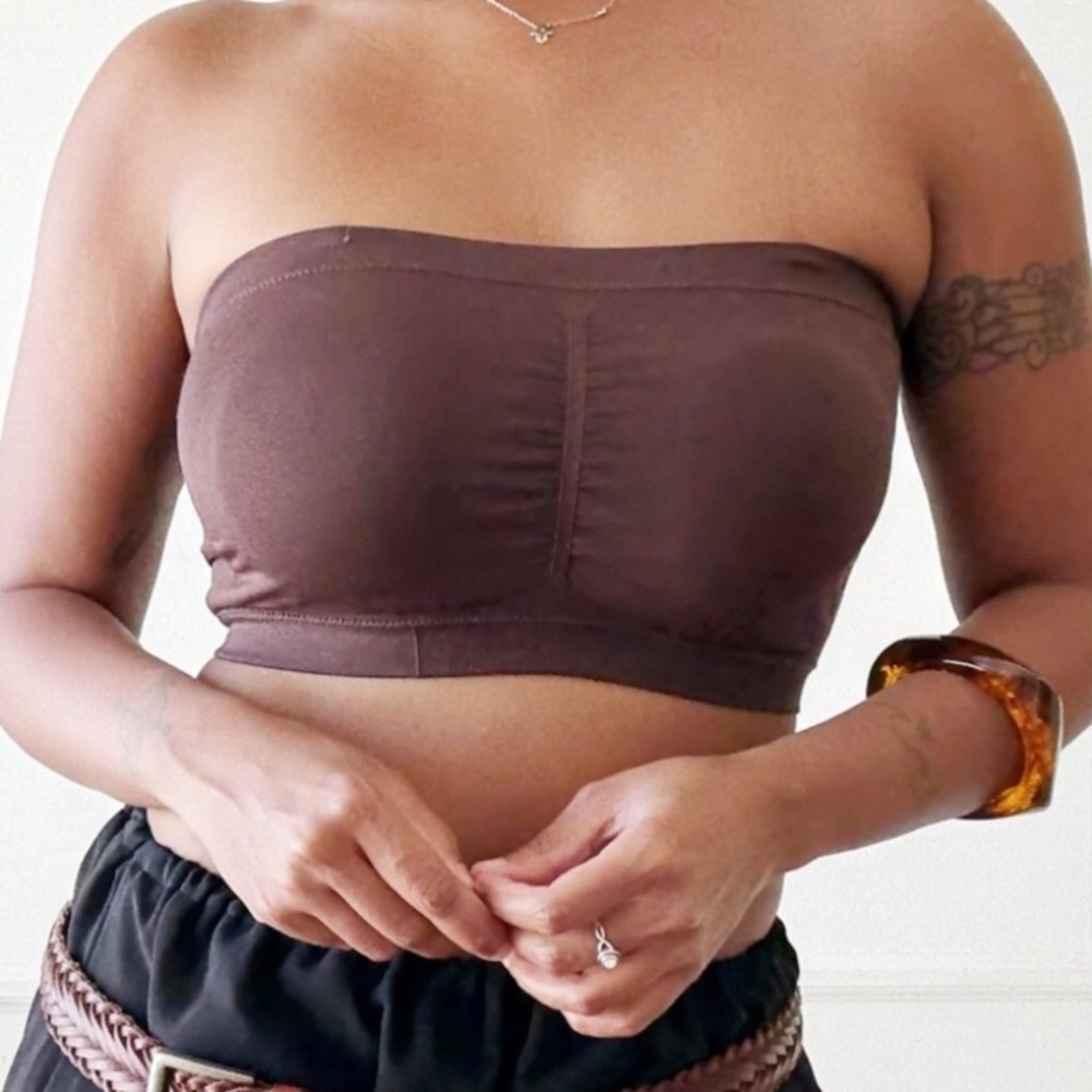 Tan Coffee Dark Skin Tone Strapless Bandeau Top Bustier- One Size Fits All - NEW